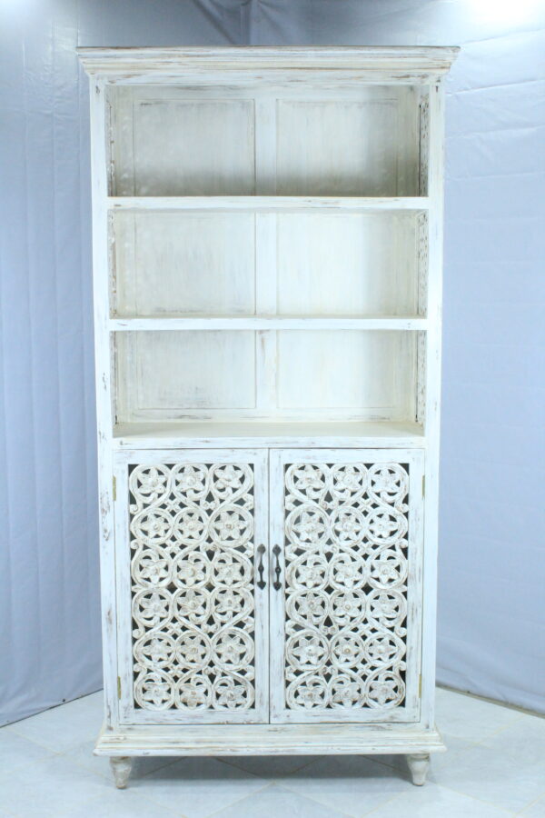 Teak Carved Glass Cabinet