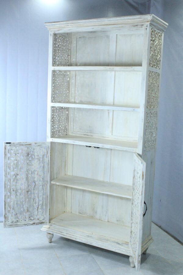 Teak Carved Glass Cabinet